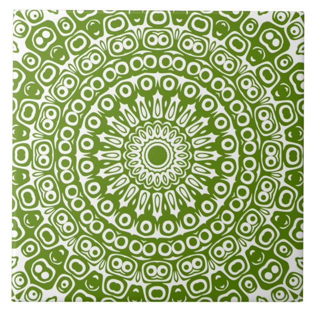 Azulejo Patrón de Naturaleza Mandala Verde (Frente)