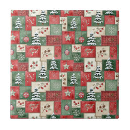 Azulejo Patrón de Navidad de patchwork campestre