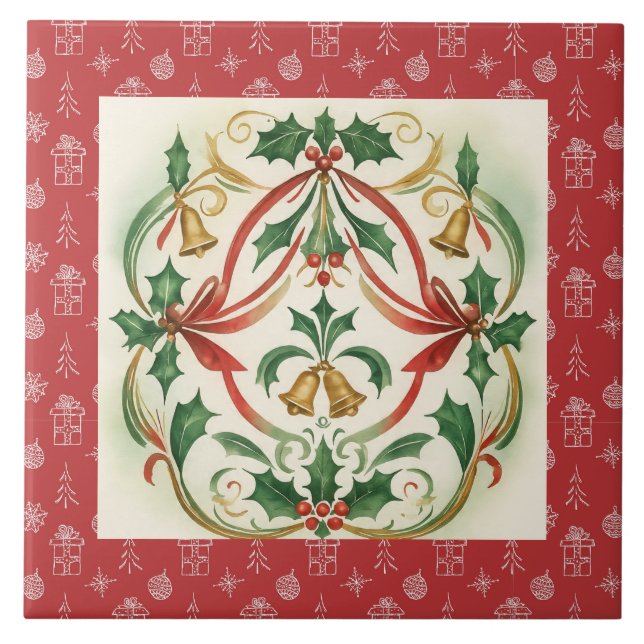 Azulejo Patrón de Navidades de época y belleza (Frente)