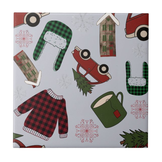 Azulejo Patrón de Navidades elegantes (Frente)