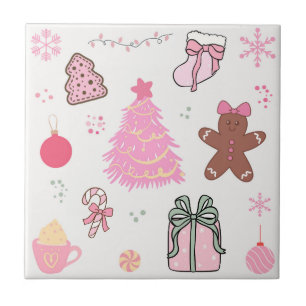 Azulejo Patrón de Navidades rosados