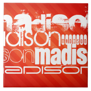 Azulejo Patrón de nombre personalizado en franjas de neón 