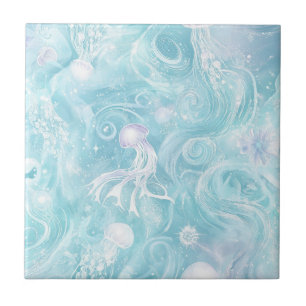 Azulejo Patrón de Océano de Medusas Brillantes