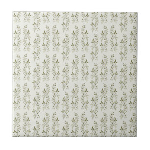 Azulejo Patrón de olivo de estilo francés en verde salvia