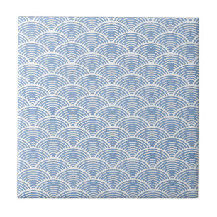 Azulejo Patrón de onda japonesa en azul y blanco