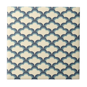 Azulejo Patrón de ondas retro azul