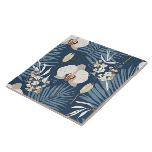 Azulejo Patrón de orquídeas tropicales sin fisuras