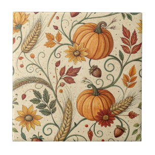 Azulejo Patrón de otoño de calabaza Cottagecore