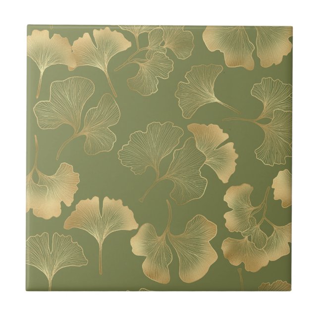 Azulejo Patrón de otoño de Ginkgo dorado (Frente)