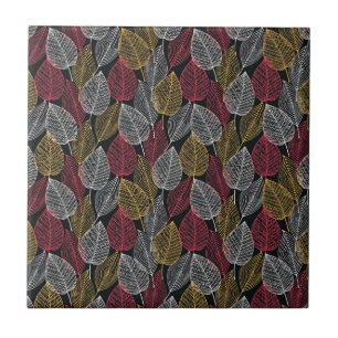 Azulejo Patrón de otoño de hojas de esqueleto modernas