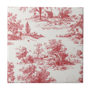 Azulejo Patrón de paisaje campestre de Toile Rojo Rústico
