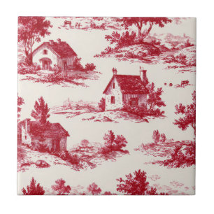 Azulejo Patrón de paisaje campestre de Toile Rojo Rústico