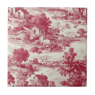 Azulejo Patrón de paisaje pastoral de toile Carmesí