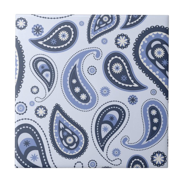 Azulejo Patrón de Paisley Azul (Frente)