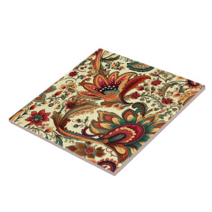 Azulejo Patrón de Paisley floral de inspiración medieval