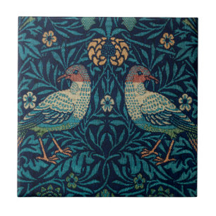 Azulejo Patrón de pájaros azules vintage de William Morris