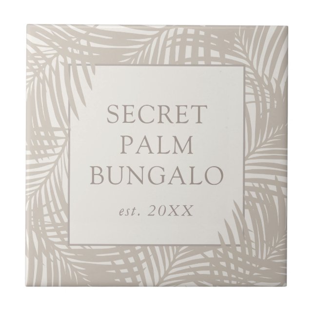 Azulejo Patrón de Palm Taupe de la Casa de Playa Tropical (Frente)