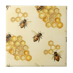 Azulejo Patrón de panal de abeja de acuarela