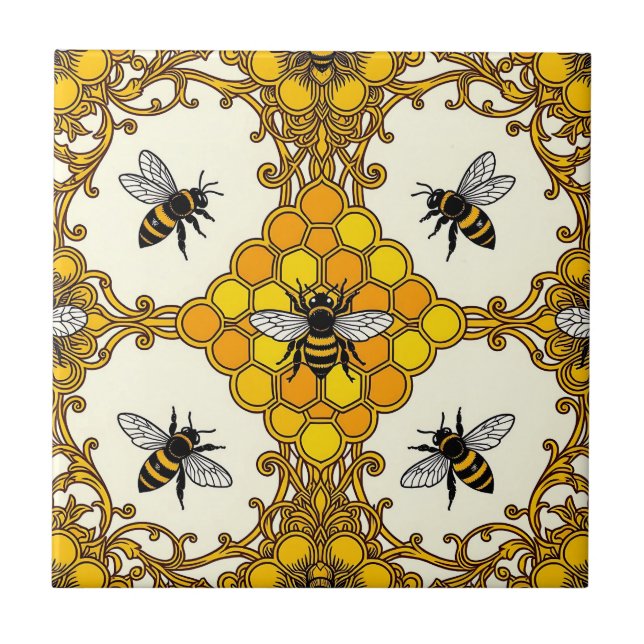 Azulejo Patrón de panal de abeja dorada (Frente)
