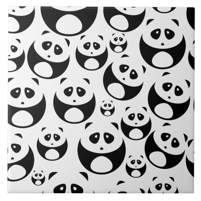 Azulejo Patrón de Panda blanco y negro de Kawaii (Frente)