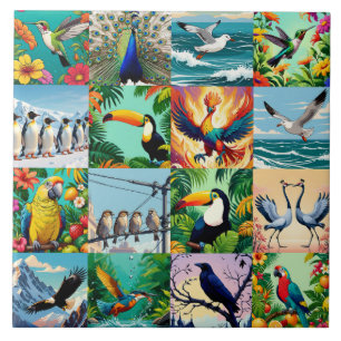 Azulejo Patrón de parches de pájaros