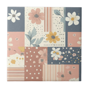 Azulejo Patrón de parchwork floral vintage - Pastel (2)