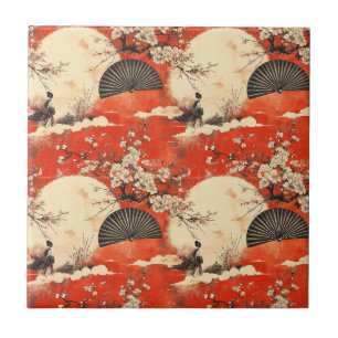 Azulejo Patrón de pareja de kimono romántico Sakura (1)