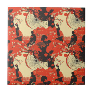 Azulejo Patrón de pareja de kimono romántico Sakura (5)