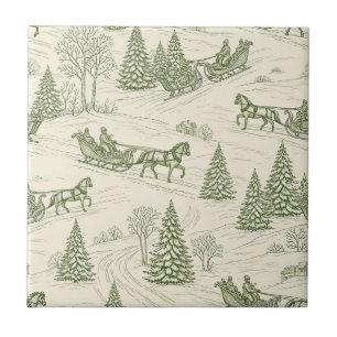Azulejo Patrón de paseo en trineo de Navidad con toile ver