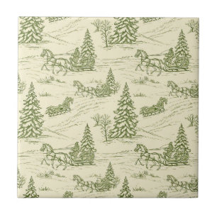 Azulejo Patrón de paseo en trineo de Navidad con toile ver