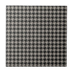 Azulejo Patrón de patas de pepita clásico Gris negro<br><div class="desc">Patrón de tela verde,  elegante y clásico,  con un patrón de pepita / gallo en combinación negro y gris.</div>
