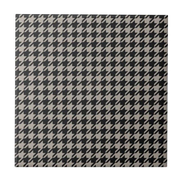 Azulejo Patrón de patas de pepita clásico Gris negro (Frente)