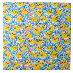 Azulejo Patrón de patito de goma Kawaii con El acuático ju