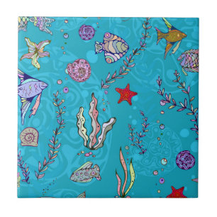 Azulejo Patrón de peces turquesa