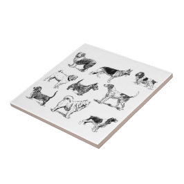 Azulejo Patrón de perros de color blanco y negro