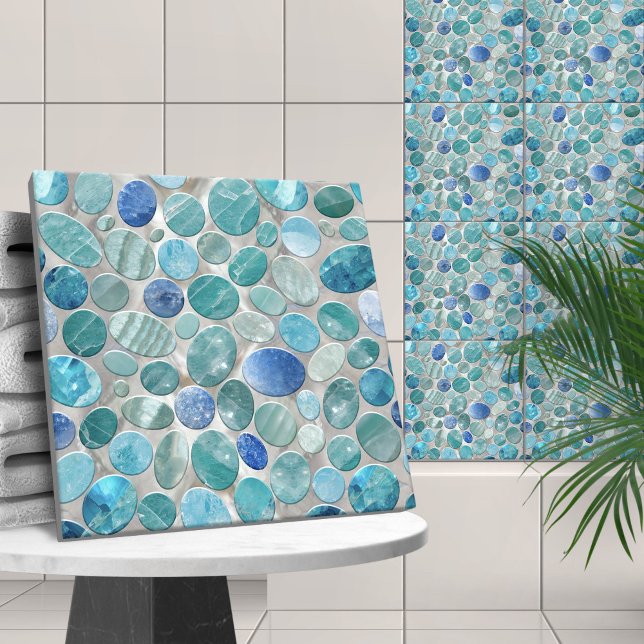 Azulejo Patrón de piedras de guijarros de mármol azul (Subido por el creador)