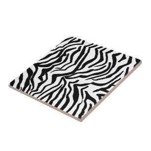 Azulejo Patrón de piel de cebra en negro y blanco