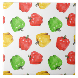 Azulejo Patrón de pimientos chilli acuarela