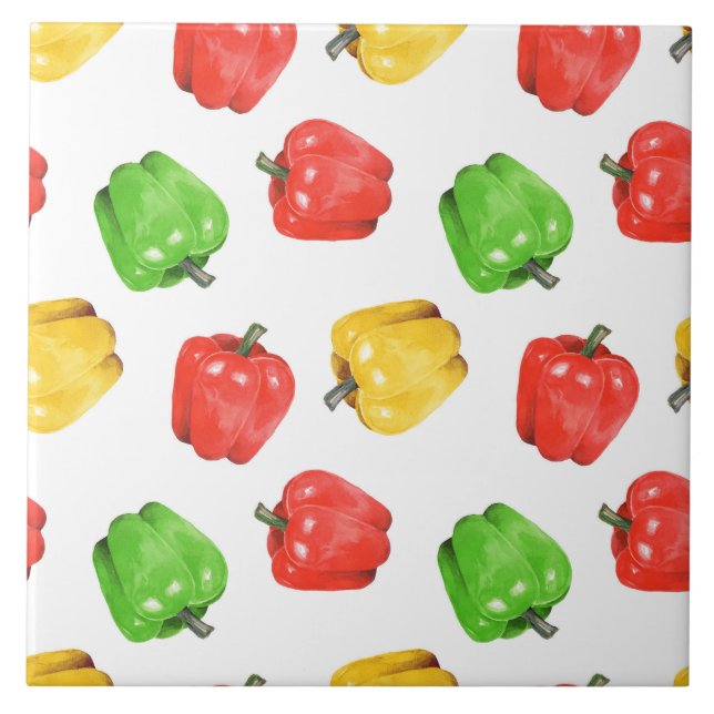 Azulejo Patrón de pimientos chilli acuarela (Frente)