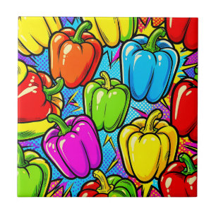 Azulejo Patrón de pimientos pop art