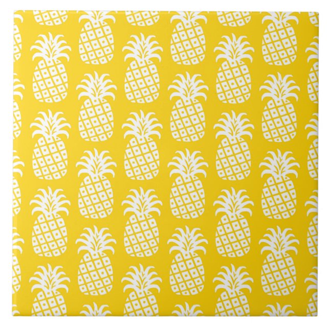 Azulejo Patrón de piña Amarillo y Blanco (Frente)