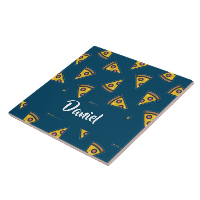 Azulejo Patrón de pizza en azul (Lado)