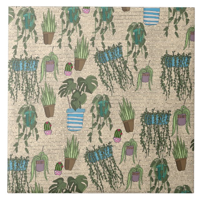 Azulejo Patrón de plantas en macetas (Frente)