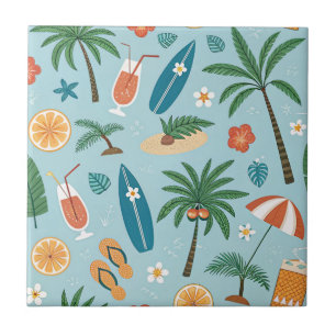 Azulejo Patrón de playa de verano tropical (2)