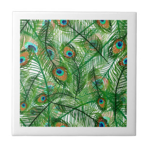 Azulejo Patrón de plumas de pavo real