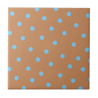 Azulejo Patrón de polkadot de color azul marrón