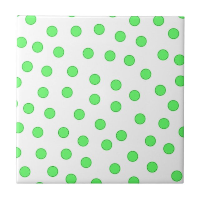Azulejo Patrón de polkadot verde neón (Frente)