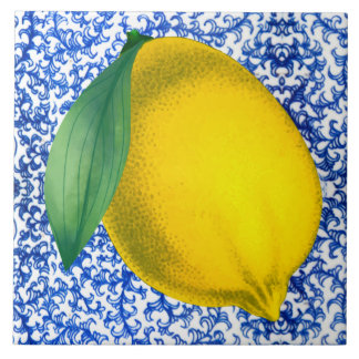 Azulejo Patrón de porcelana blanca azul limón