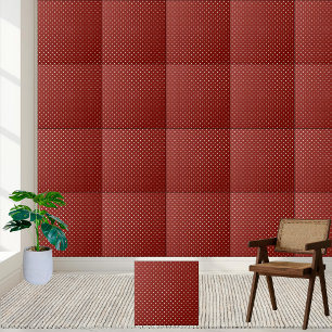 Azulejo Patrón de punto de polka rojo y blanco retro vinta