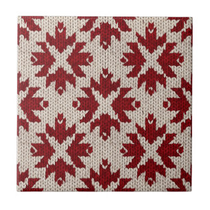 Azulejo Patrón de punto rojo y blanco nórdico – Clásico de